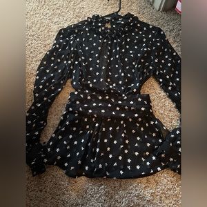 Zara black embloided blouse